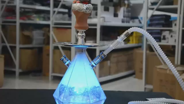 Chicha à double tuyau en acrylique avec éclairage LED