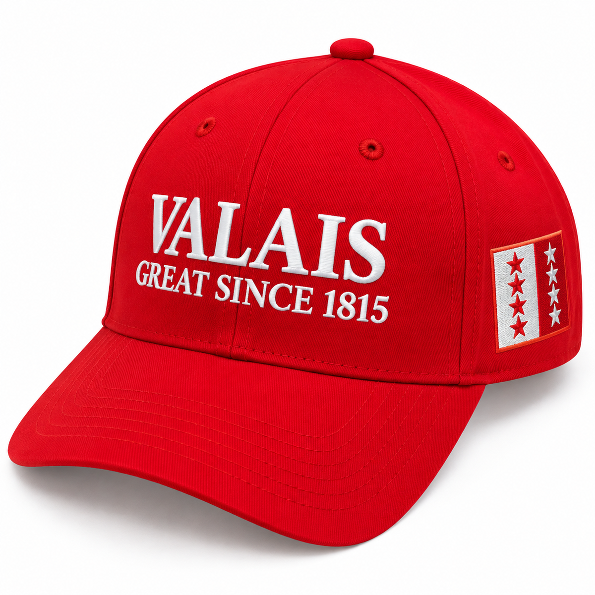 Casquette Valais GREAT SINCE 1815 – Rouge avec motif brodé