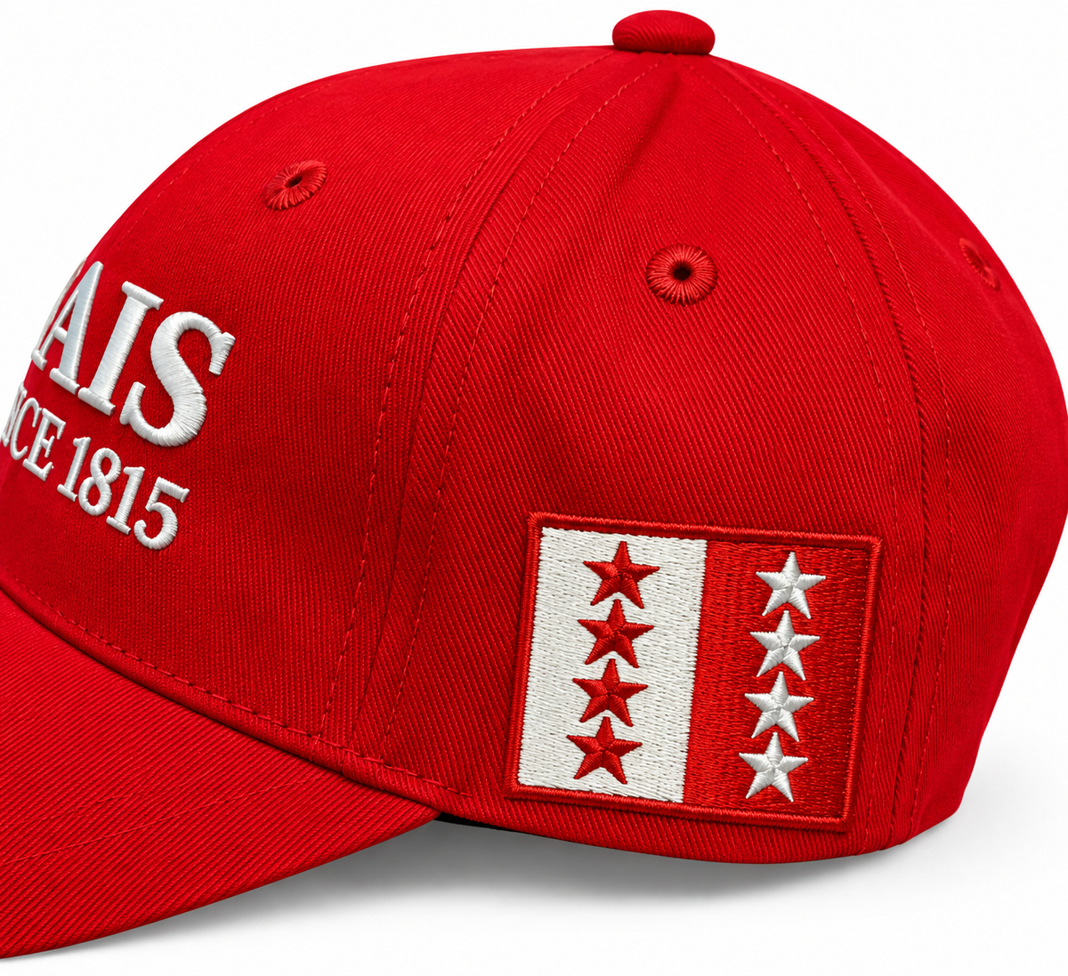 Casquette Valais GREAT SINCE 1815 – Rouge avec motif brodé